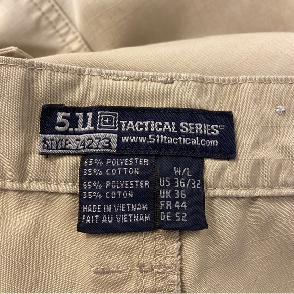 5.11 Tactical Beige Ripstop Cargo Taclite Pro Pants Mens 34x29.5 (Tag 36x32) - Picture 5 of 12